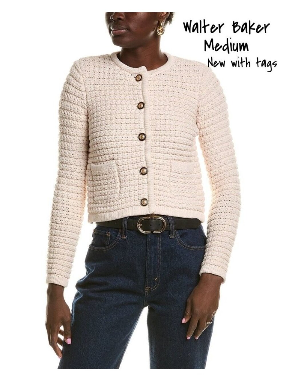 Walter Baker Janis Cream Cardigan for Women - Medium, New with Tags